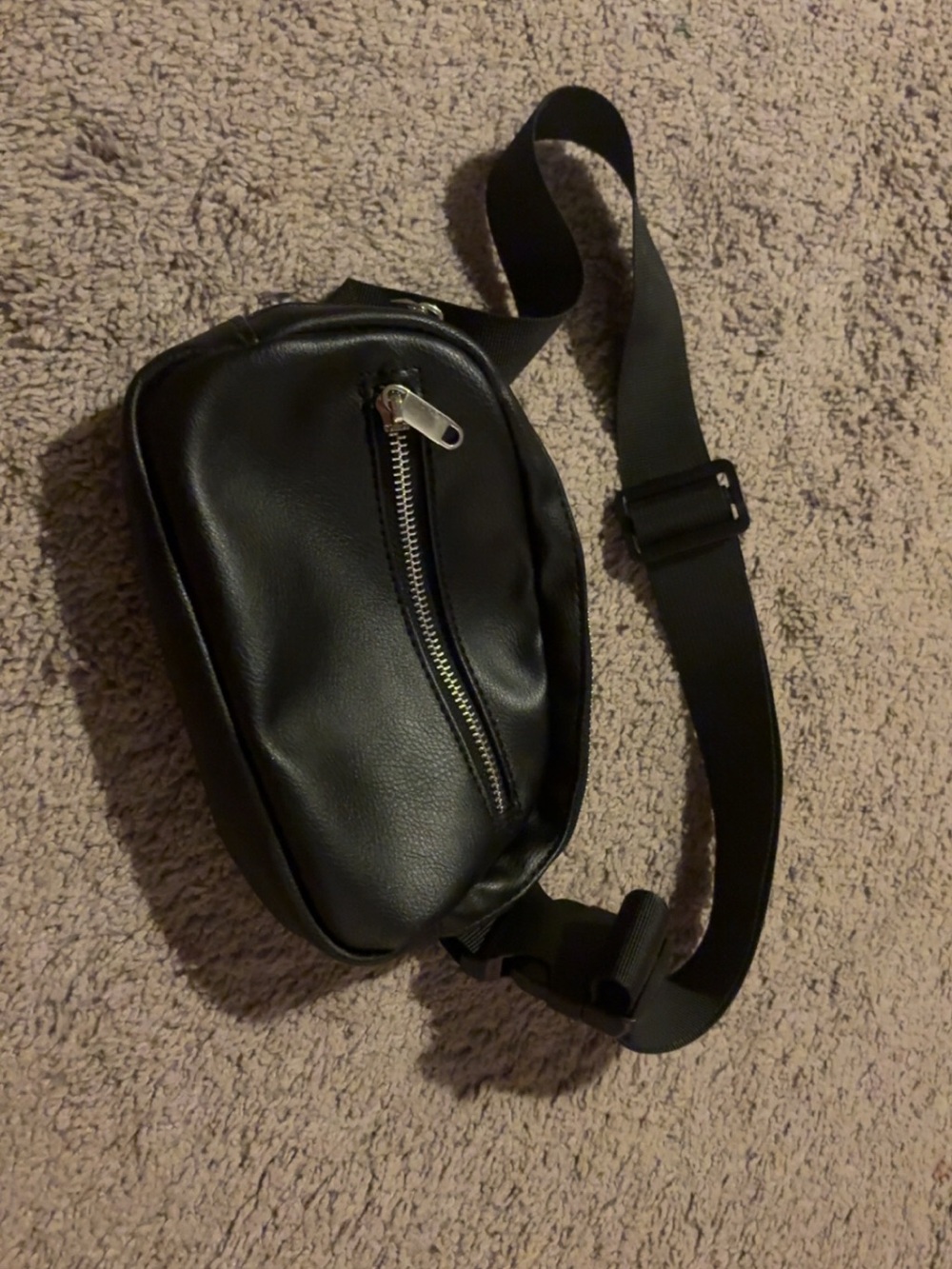 Black Leather Crossbody Sling Bag - Minimal Men’s Waist Pack